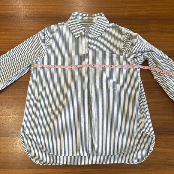 TWP Blue Striped Boyfriend Shirt, Cotton, Roll Tabs, Career, Quiet Luxury Small - Picture 7 of 16
